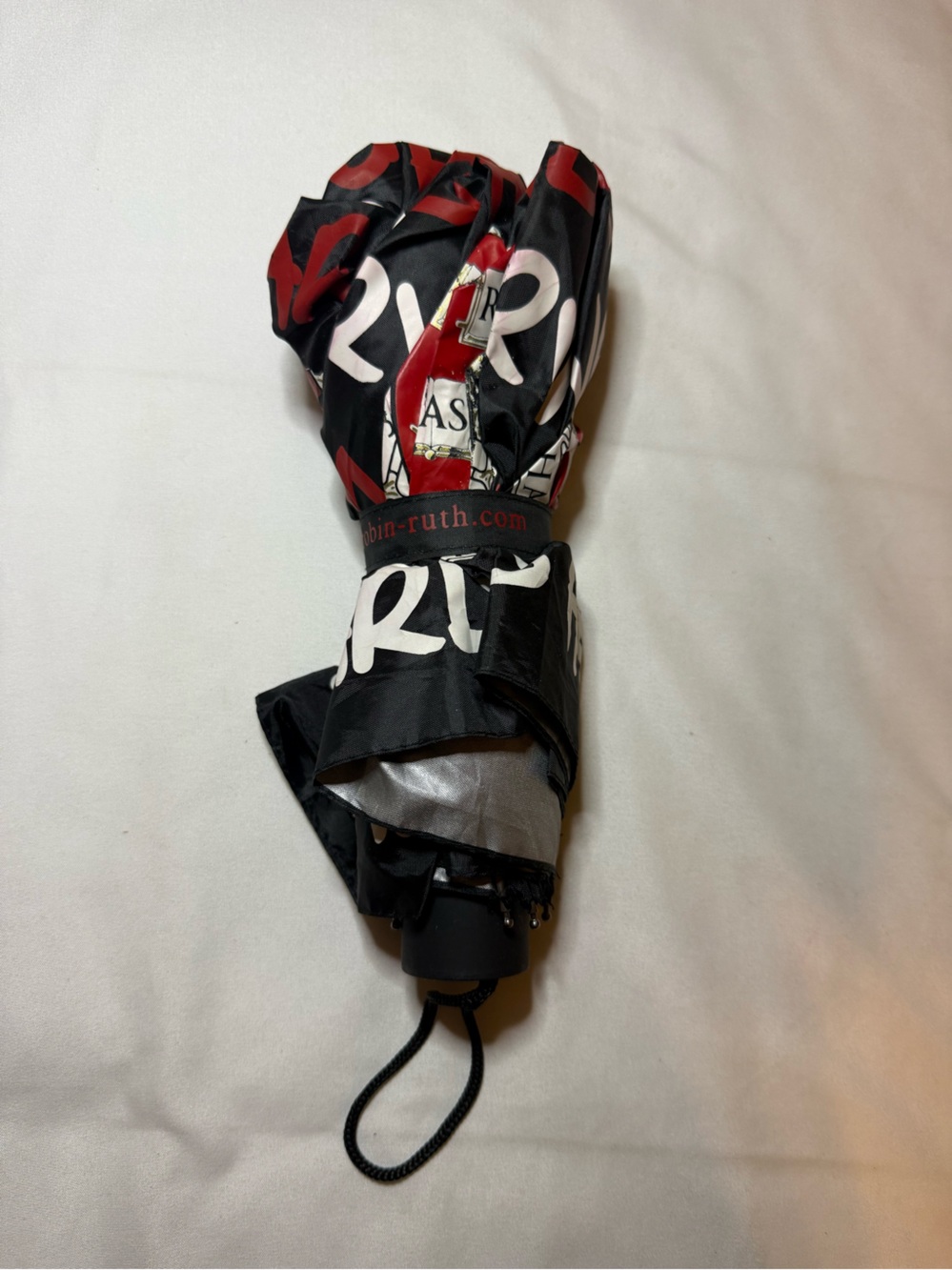 Foldable Umbrella with Harvard Black and Red Graphic Print